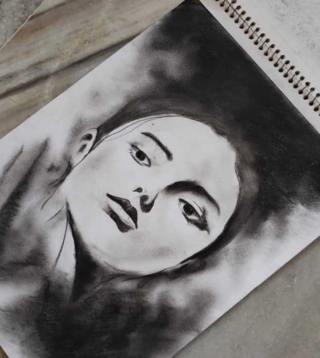 Charcoal Portrait of a Girl
