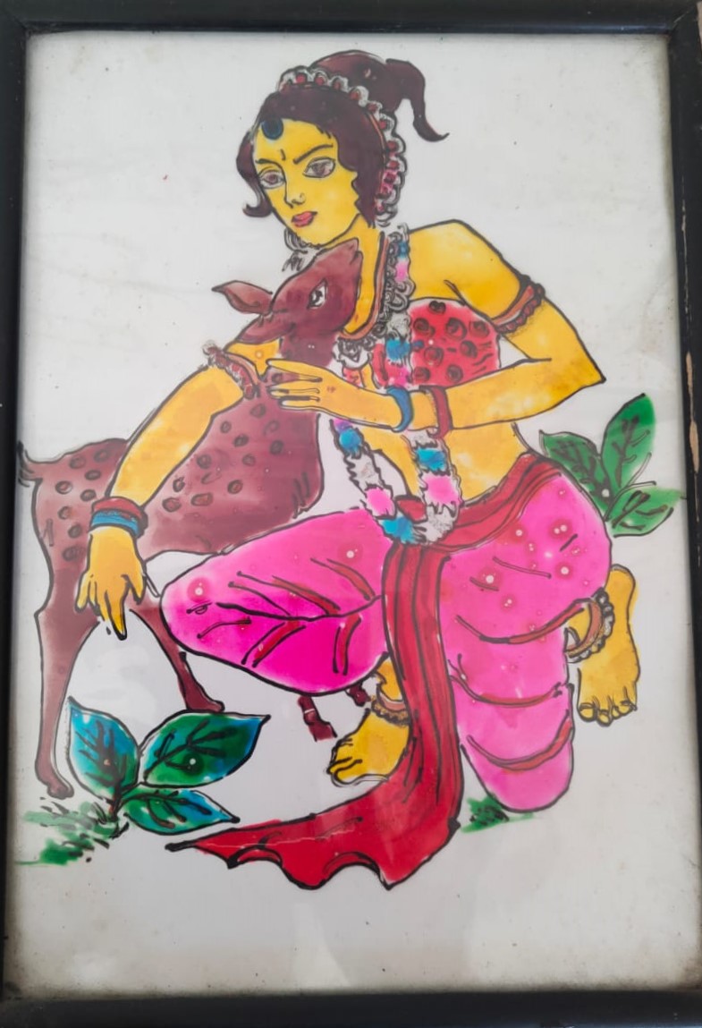 Shakuntala, glass painting
