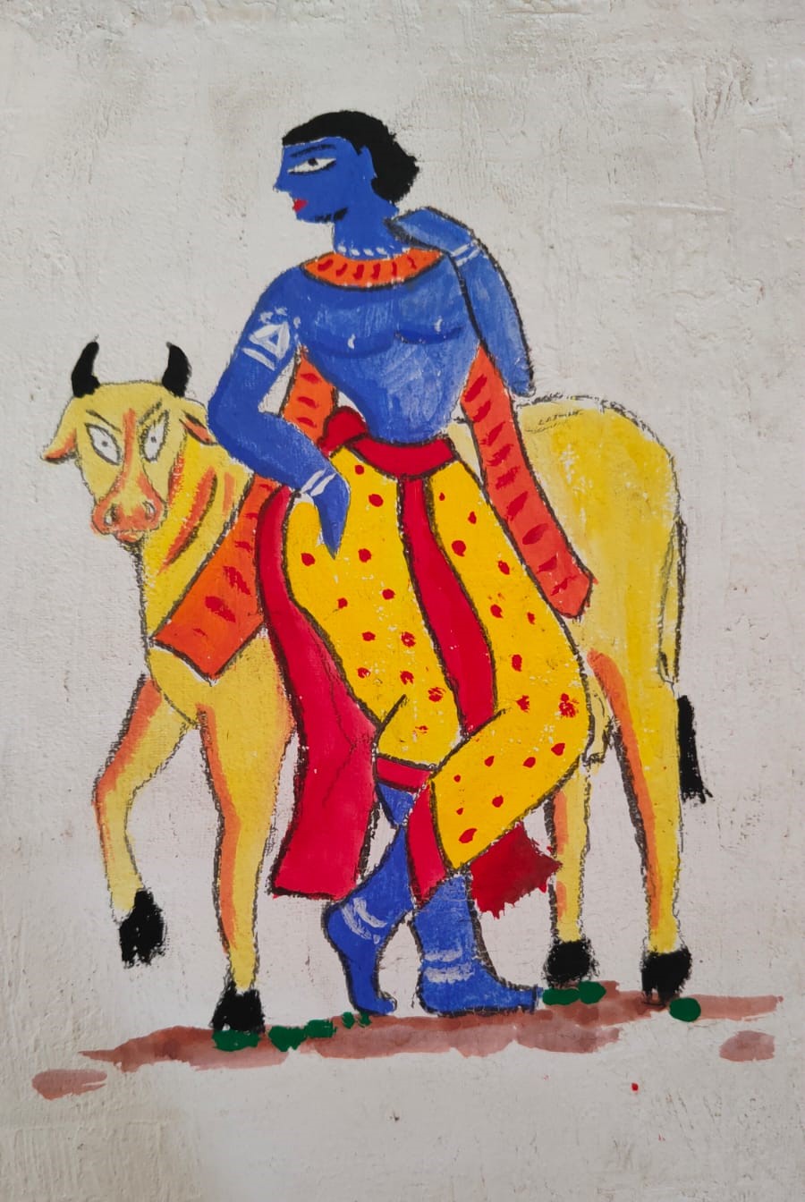 A poster colour painting of Lord Krishna